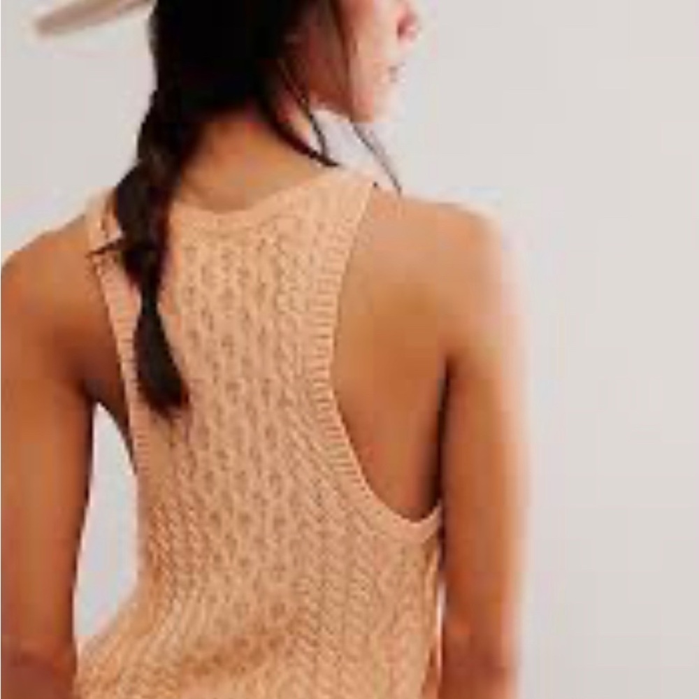 𝓯𝓹 ❤️NWT❤️Free People High Tide Cable Tank Tender Peach Size Large - Picture 8 of 8